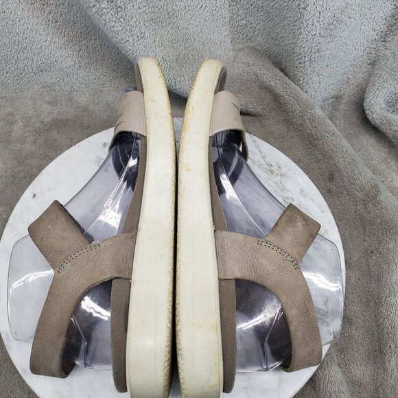 Ecco Shoes Womens Size 8 Moon Rock Taupe Brown Leather Flowt Sandals *Read* - Picture 8 of 11